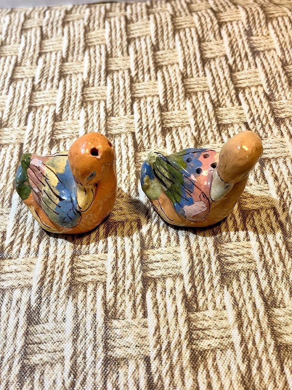 Vintage Mexico Hand Painted Duck Salt & Pepper Shakers
